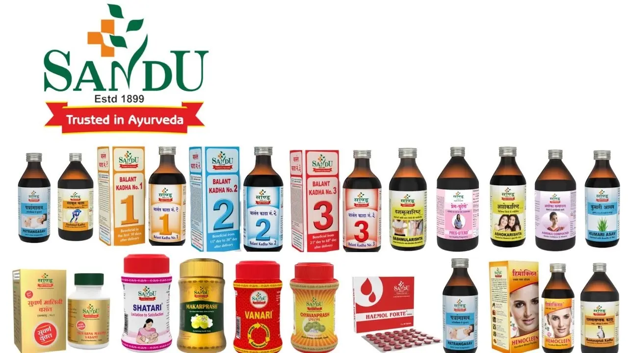 Collection of Sandu Ayurveda wellness and healthcare products